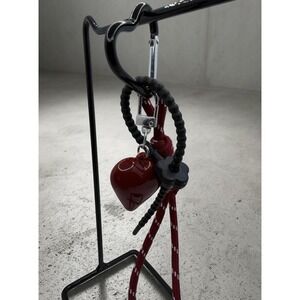 Heart‎ Charm Rope Keychain Carabiner Clip Red Black Lanyard NWT